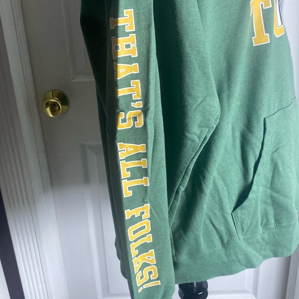 Looney Tunes Heather Green Hoodie Bugs Porky Marvin Tweety Taz Daffy + Sz L - Picture 3 of 4